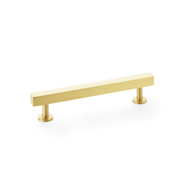 Square T-Bar Cabinet Pull Handle Centres 128mm Satin Brass AW815-128-SB