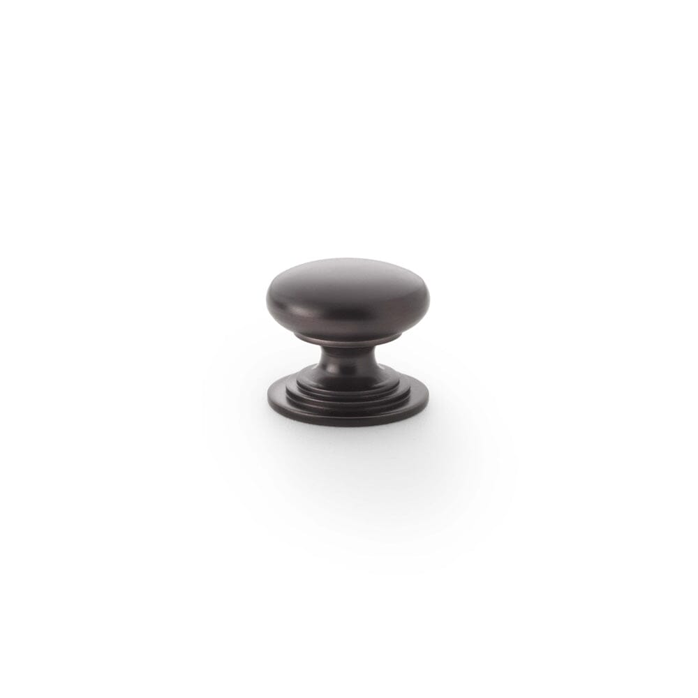 Waltz Round Cupboard Knob on Stepped Rose 25mm Cupboard Knob Alexander & Wilks Dark Bronze 