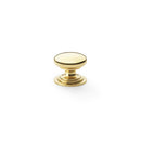 Waltz Round Cupboard Knob on Stepped Rose 25mm Cupboard Knob Alexander & Wilks Polished Brass Lacquered 