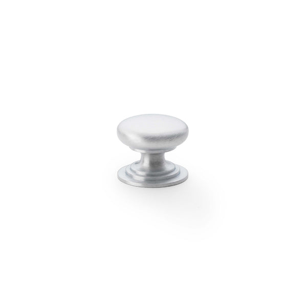 Waltz Round Cupboard Knob on Stepped Rose 25mm Satin Chrome AW825-25-SC