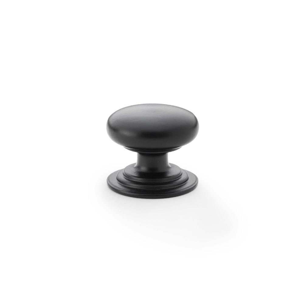 Waltz Round Cupboard Knob on Stepped Rose 32mm Cupboard Knob Alexander & Wilks Black 