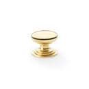 Waltz Round Cupboard Knob on Stepped Rose 32mm Cupboard Knob Alexander & Wilks Polished Brass Lacquered 