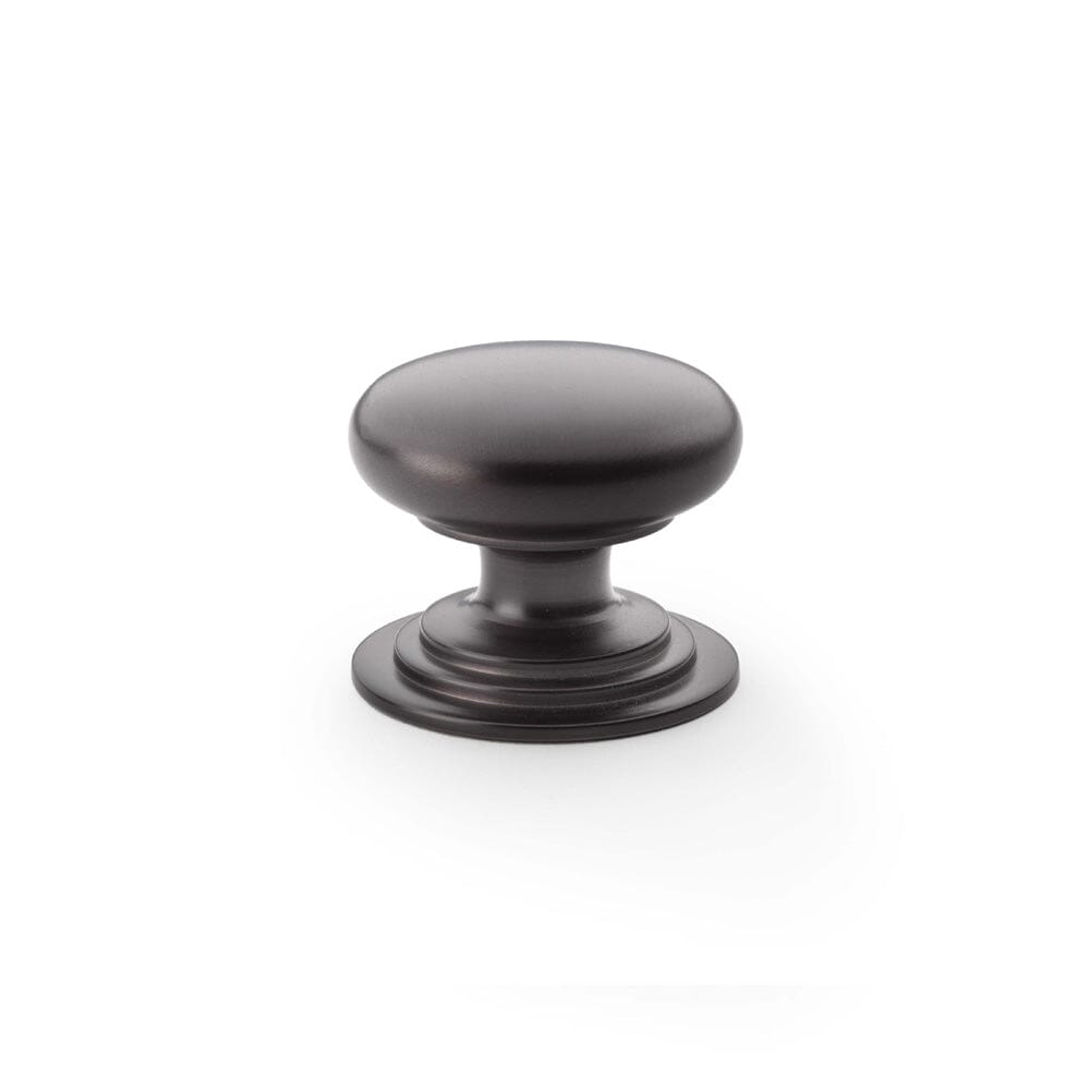 Waltz Round Cupboard Knob on Stepped Rose 38mm Cupboard Knob Alexander & Wilks Dark Bronze 