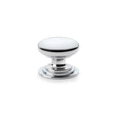 Waltz Round Cupboard Knob on Stepped Rose 38mm Cupboard Knob Alexander & Wilks Polished Chrome 