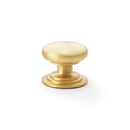 Waltz Round Cupboard Knob on Stepped Rose 38mm Cupboard Knob Alexander & Wilks Satin Brass 