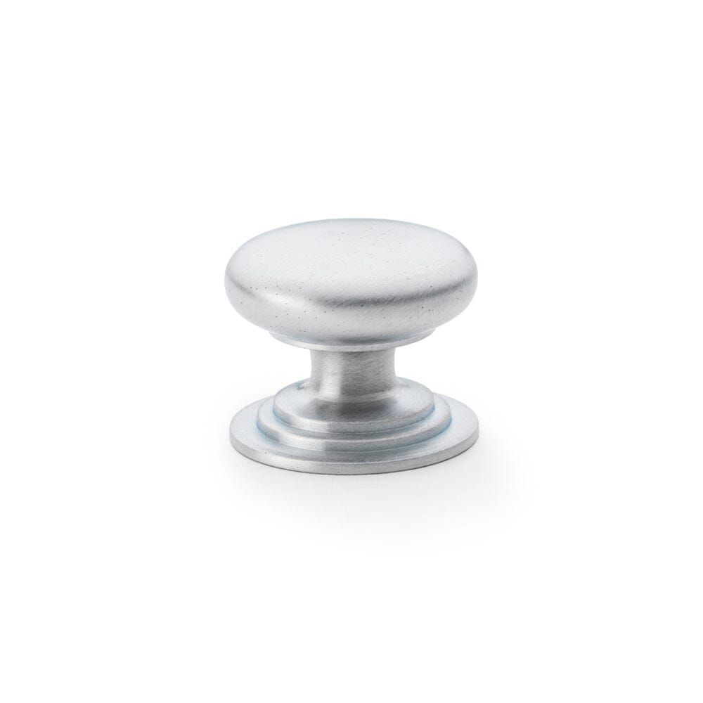 Waltz Round Cupboard Knob on Stepped Rose 38mm Cupboard Knob Alexander & Wilks Satin Chrome 