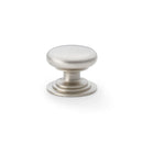 Waltz Round Cupboard Knob on Stepped Rose 38mm Cupboard Knob Alexander & Wilks Satin Nickel 