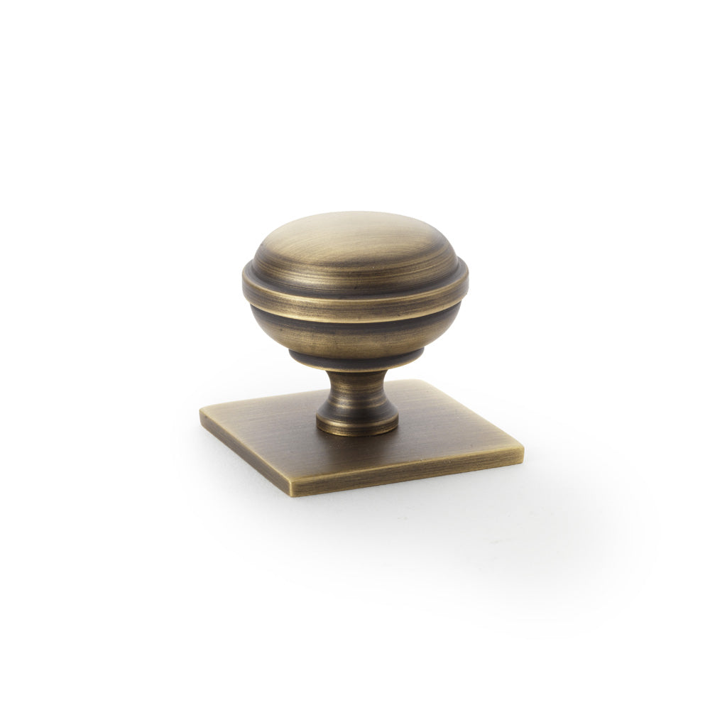 Quantock Cupboard Knob on Square Backplate 34mm