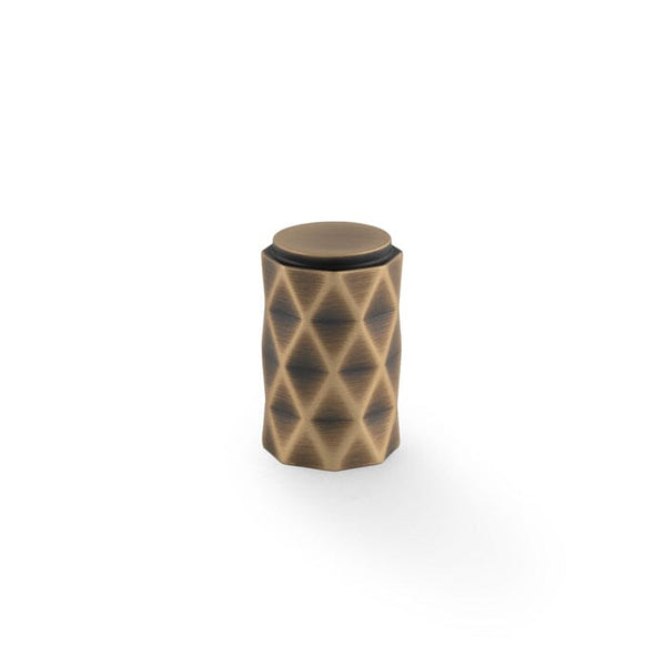 Diamond Cut Cylinder Cabinet Knob 30mm Cabinet Accessory Alexander & Wilks Antique Brass 