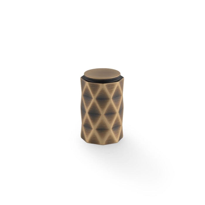 Diamond Cut Cylinder Cabinet Knob 30mm Cabinet Accessory Alexander & Wilks Antique Brass 