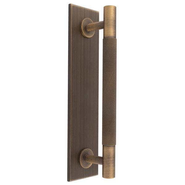 Knurled Pull handle on Backplate Antique brass BP700BAB168AB
