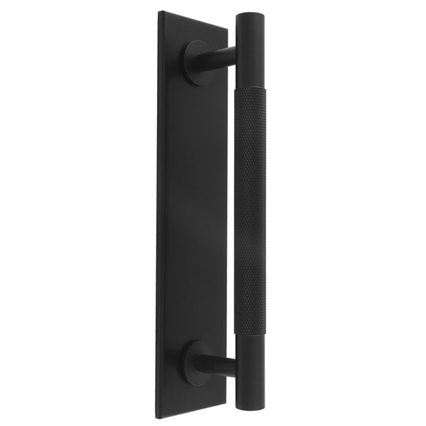 Knurled Pull handle on Backplate Matt Black BP700BMB168MB