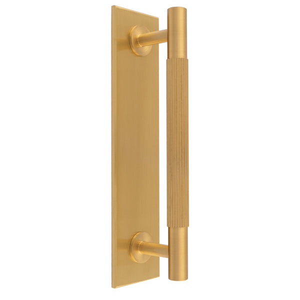 Lines Pull Handles on Backplate Satin Brass BP710CSB200SB