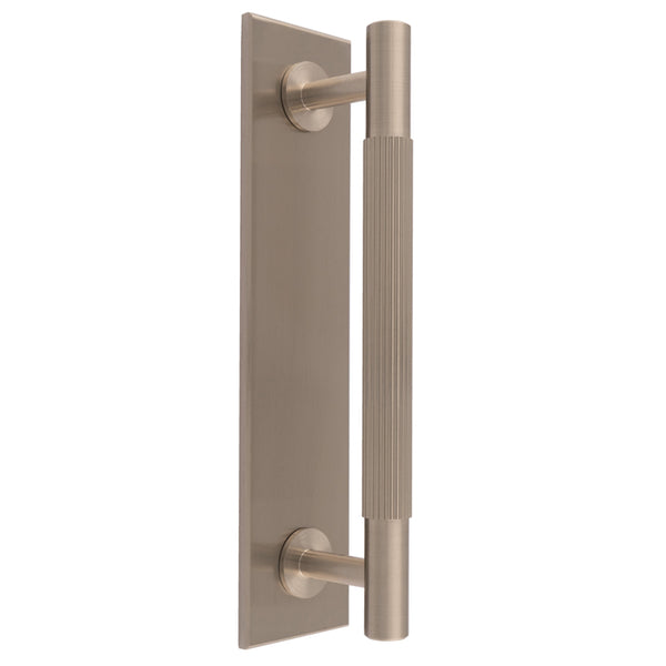 Lines Pull Handles on Backplate Satin Nickel BP710BSN168SN