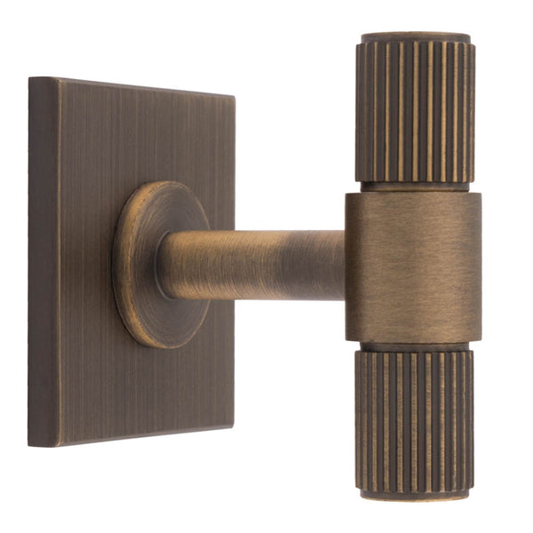 Lines T-Bar Knob on Backplate Antique brass BP711AB40AB