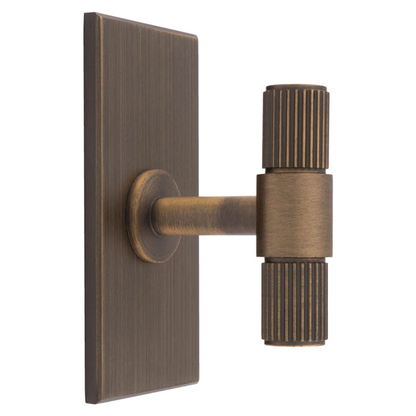 Lines T-Bar Knob on Backplate Antique brass BP711AB76AB