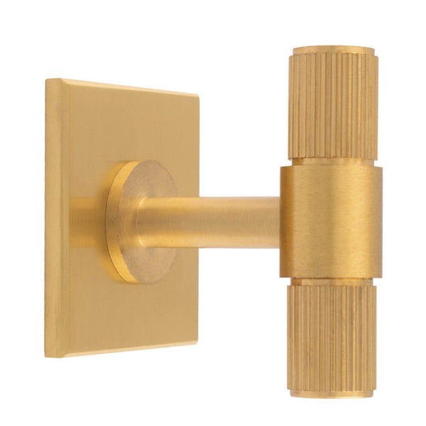 Lines T-Bar Knob on Backplate Satin Brass BP711SB40SB