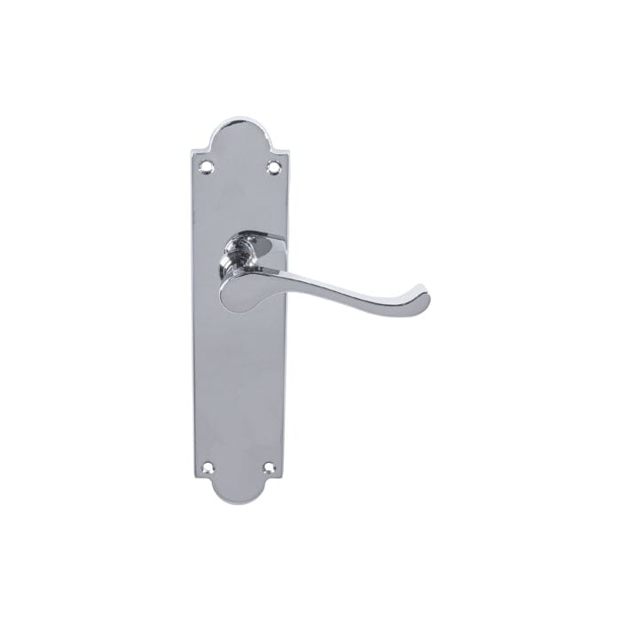 Victorian Scroll Lever On Shaped Backplate Latch (Contract Range) (Latch & Hinges Included) Lever On Backplate Carlisle Brass Polished Chrome 