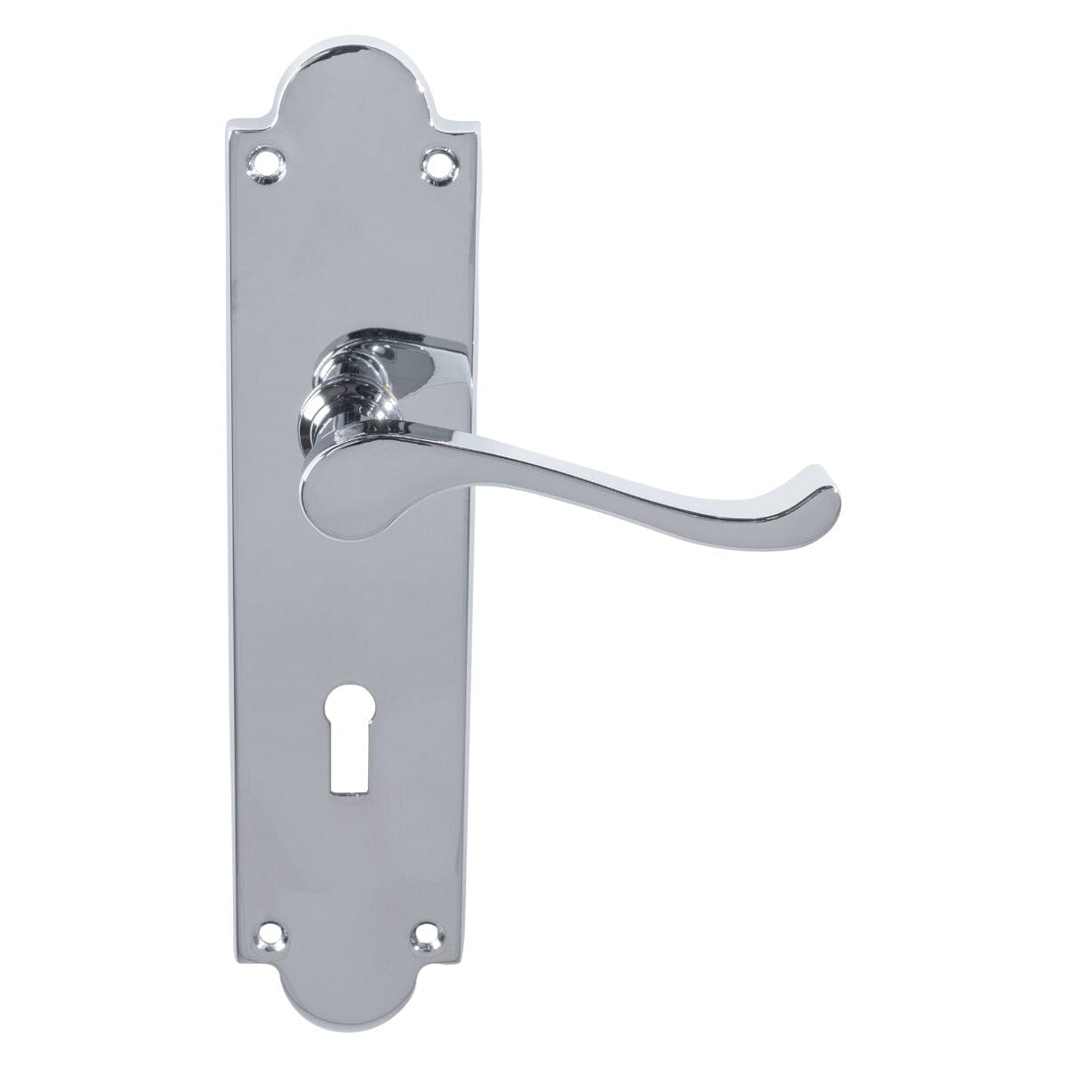 Victorian Scroll Lever On Shaped Backplate Lock 57mm C/C (Contract Range) (Latch & Hinges Included) Lever On Backplate Carlisle Brass Polished Chrome 