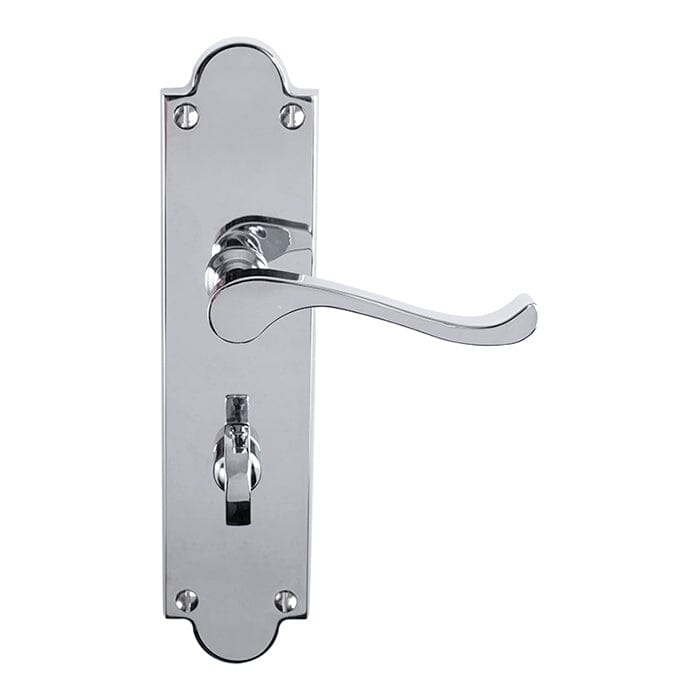 Victorian Scroll Lever On Shaped Backplate Bathroom (Latch & Hinges Included) Lever On Backplate Carlisle Brass Polished Chrome 