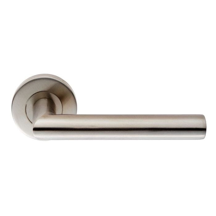 Mitred Oval Lever On Sprung Push-On Round Rose (Latch & Hinges Included) Lever on Rose Eurospec Satin Stainless Steel 