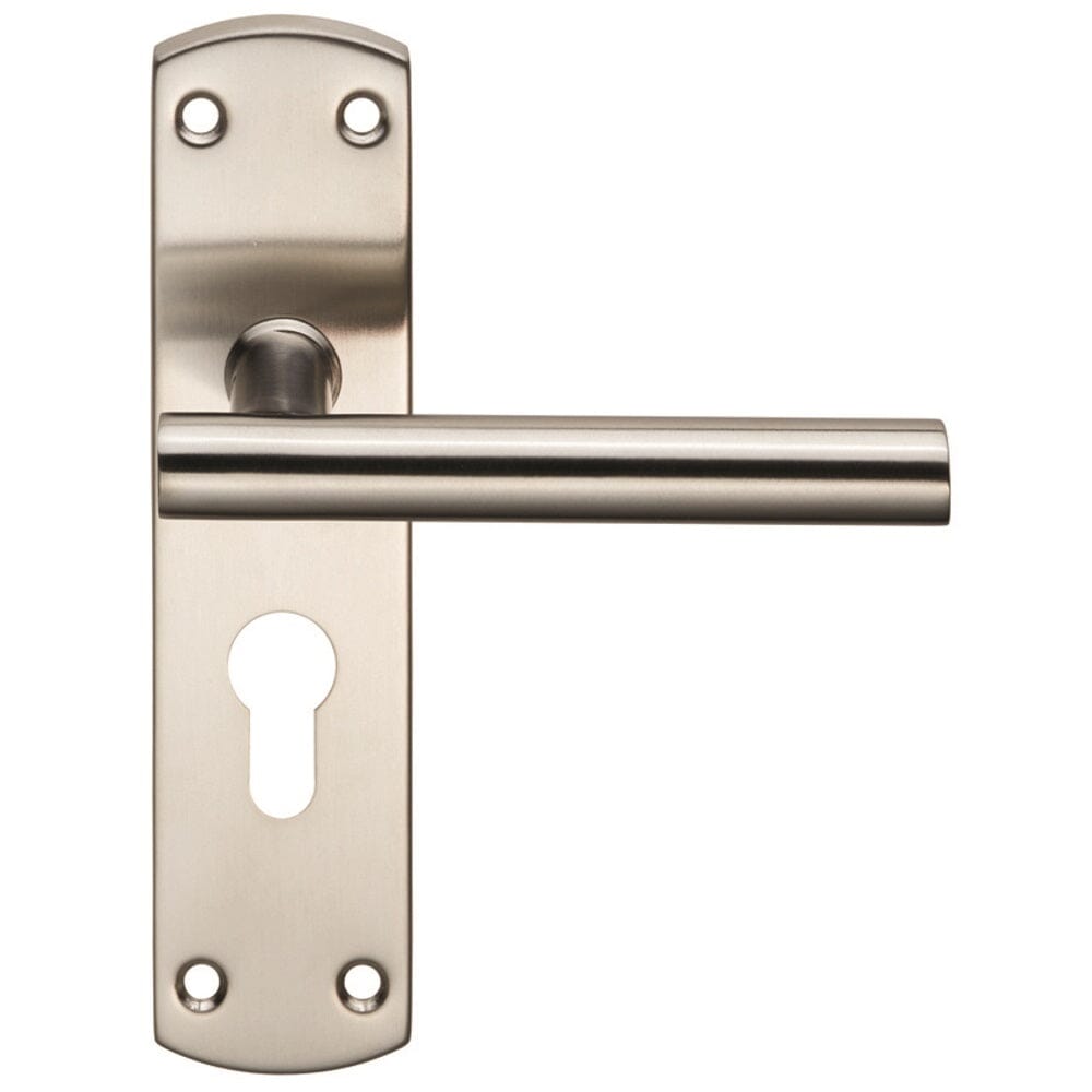 Steelworx Residential T Bar Lever on Euro Lock Backplate (Latch & Hinges Included) Lever On Backplate Eurospec Satin Stainless Steel 