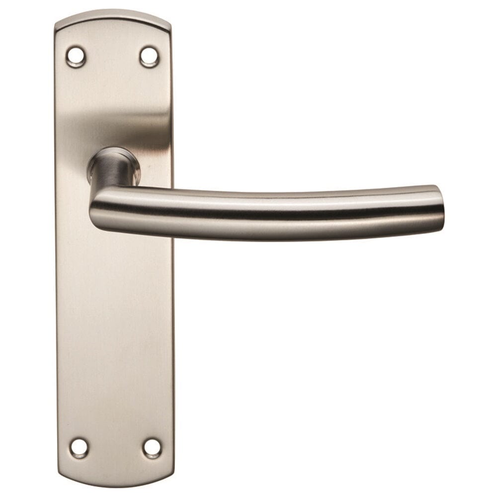 Steelworx Residential Arched Lever on Latch Backplate (Latch & Hinges Included) Lever On Backplate Eurospec Satin Stainless Steel 