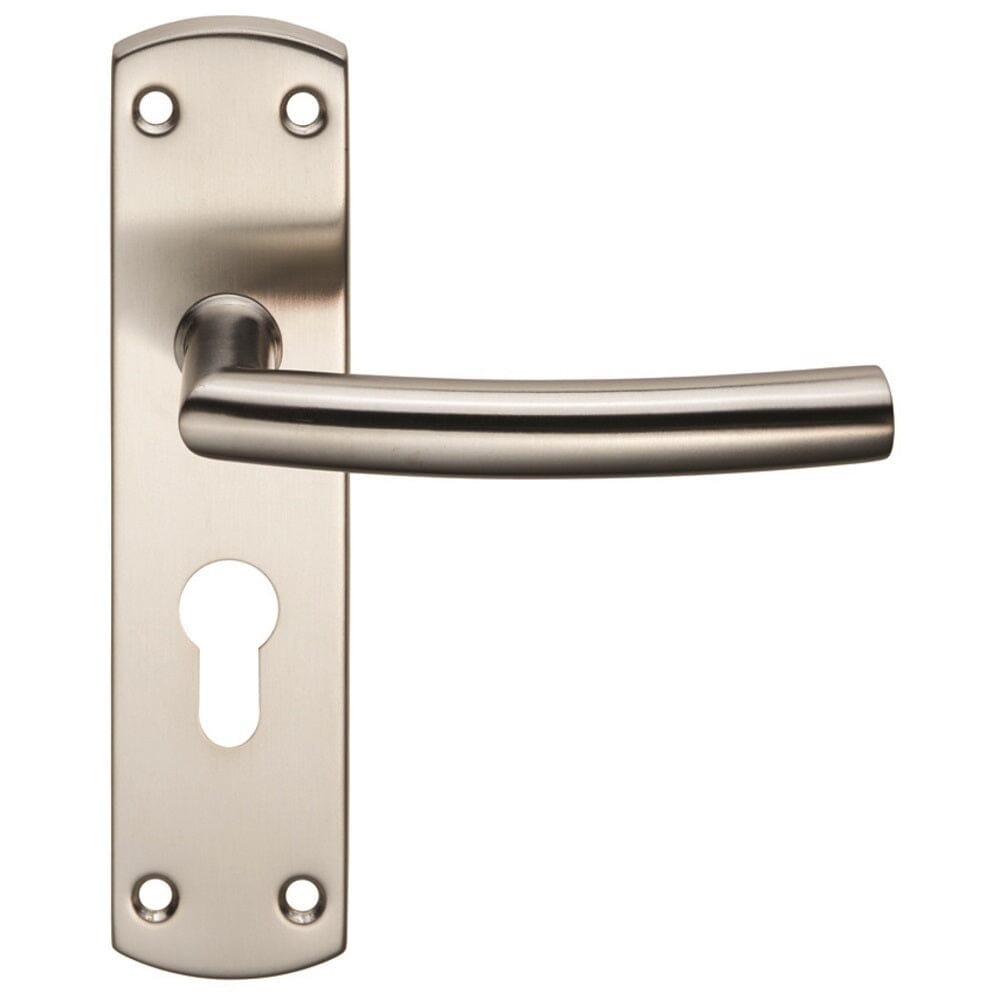 Steelworx Residential Arched Lever on Euro Lock Backplate (Latch & Hinges Included) Lever On Backplate Eurospec Satin Stainless Steel 