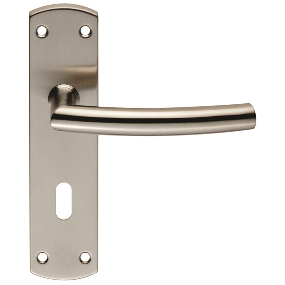 Steelworx Residential Arched Lever on Lock Backplate (Latch & Hinges Included) Lever On Backplate Eurospec Satin Stainless Steel 