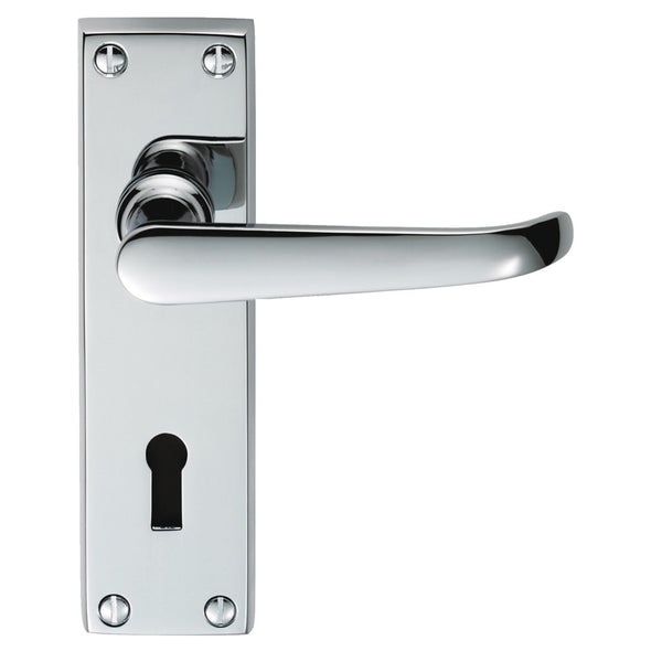 Victorian Ascot Lever on Lock Backplate Polished Chrome DL30CP