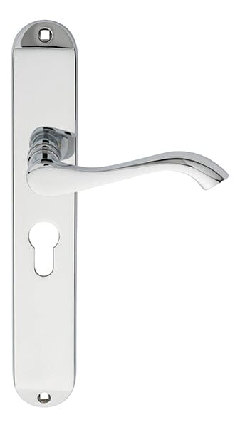 Andros Lever on Euro Lock Long Backplate Lever On Backplate Carlisle Brass Polished Chrome 