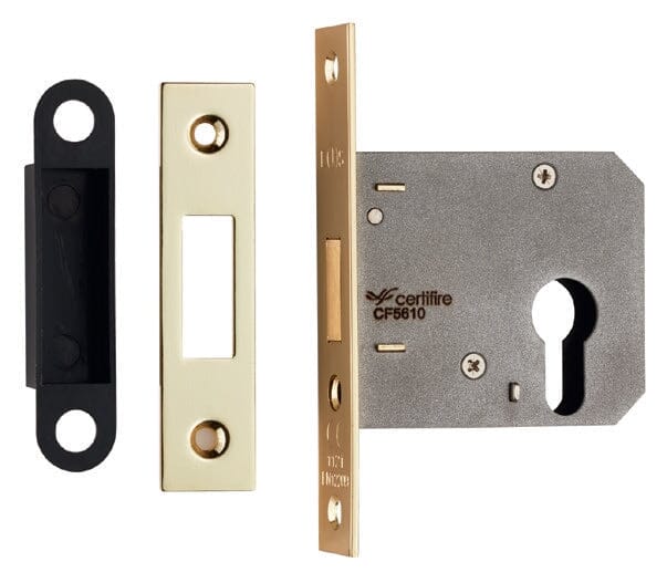 Easi-T Economy Euro Profile Deadlock 76mm Deadlock Eurospec Electro Brassed 