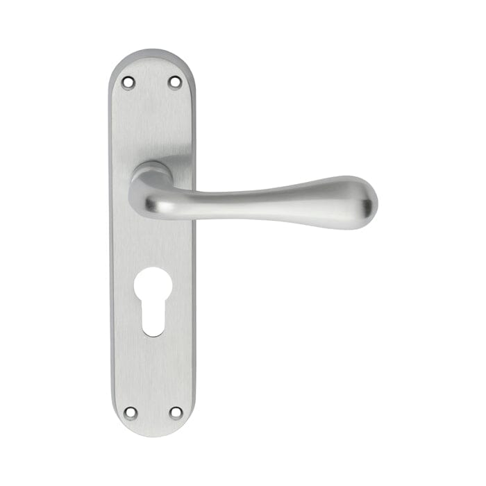 Astro Lever on Euro Lock Backplate Lever On Backplate Manital Satin Chrome 
