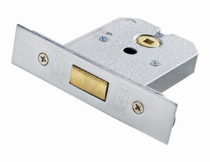 Flat Deadlock 64mm Deadbolt Eurospec Satin Chrome Plated 
