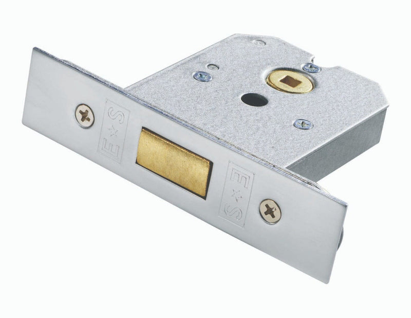 Flat Deadlock 76mm Deadbolt Eurospec Satin Chrome Plated 