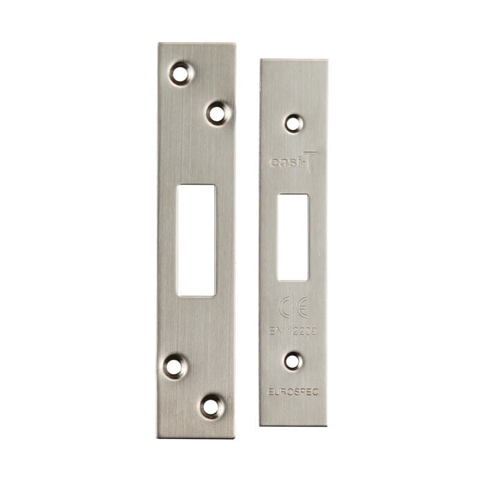 Easi T Forend Strikes & Fixing Pack Deadlocks Square Forend Forend & Strike Eurospec Satin Stainless Steel 