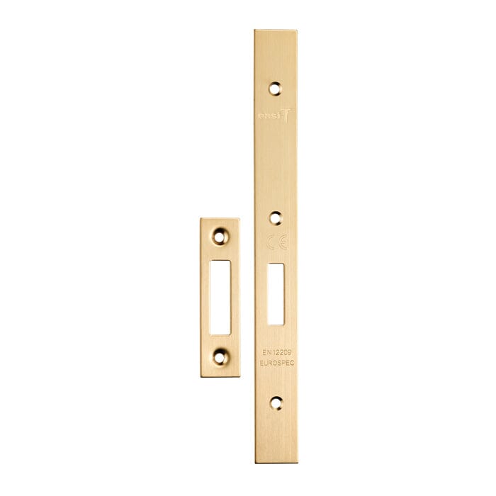 Din Deadlock Forend & Strike Pack Forend & Strike Eurospec Satin Brass 