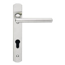Steelworx 316 Narrow Plate Straight Lever Multipoint Handle Eurospec Satin Stainless Steel 