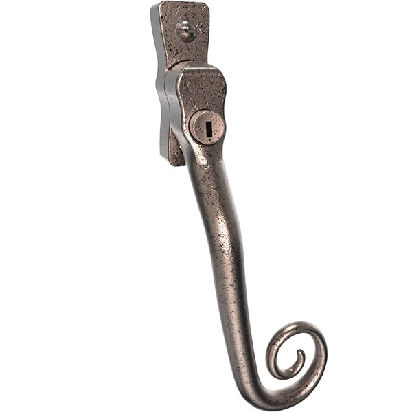 Mila Heritage Monkey Tail Casement Handle Right hand Pewter Patina CB700222
