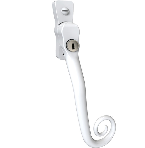 Mila Heritage Monkey Tail Casement Handle Right hand White CB700102
