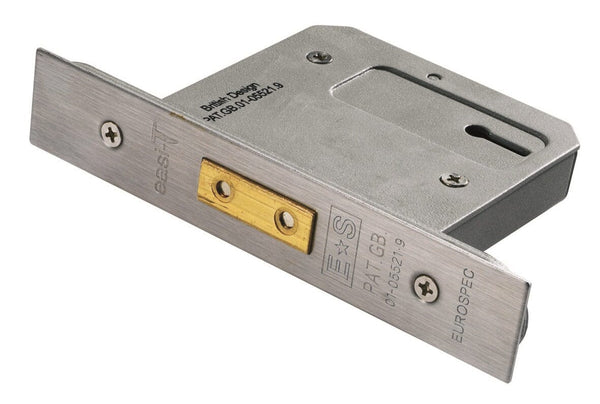 Easi-T 3 Lever Deadlock 64mm Dead Lock Eurospec Satin Stainless Steel 