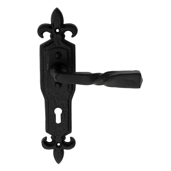 Barley Twist Lever on Gothic Lock Backplate Lever On Backplate Carlisle Brass Black Antique 