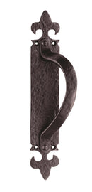 Offset Pull Handle on Backplate Right Hand Forged Carlisle Brass Black Antique 