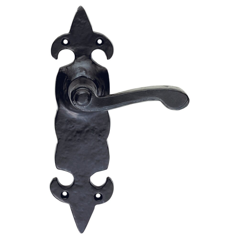 Fleur de Lys Lever on Latch Backplate (Latch & Hinges Included)