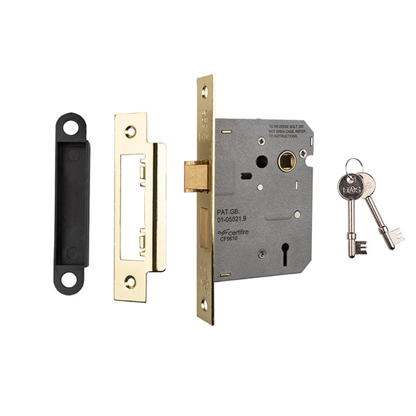 Contract 3 Lever Sashlock 76mm Electro Brassed LSE5330EB