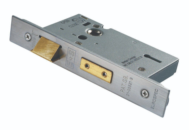 3 Lever Sashlock Stainless Steel Sashlock Eurospec Satin Stainless Steel 76mm 