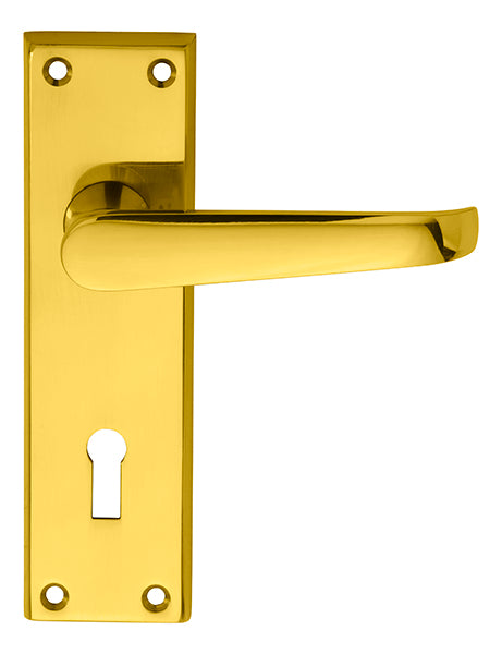 Victorian Lever on Lock Backplate Polished Brass M30