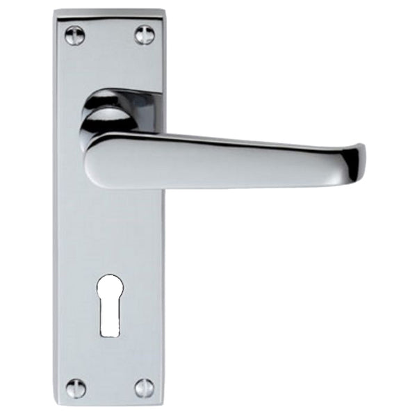 Victorian Lever on Lock Backplate Polished Chrome M30CP