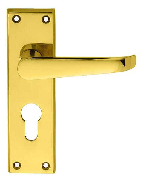 Contract Victorian Lever on Euro Lock Backplate Lever On Backplate Carlisle Brass Polished Brass 