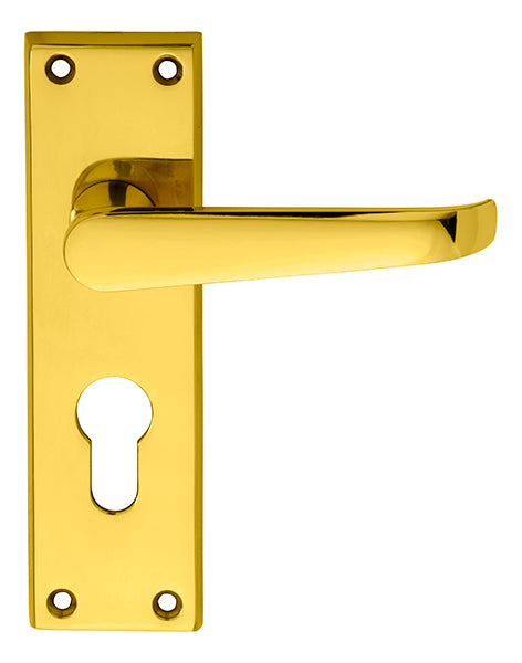 Victorian Lever on Euro Lock Backplate Polished Brass M30Y